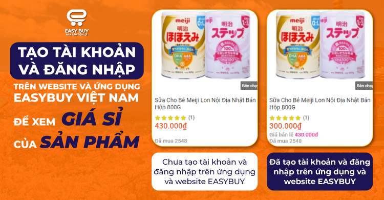 Đăng nhập và tạo tài khoản trên website và ứng dụng EASYBUY VIỆT NAM