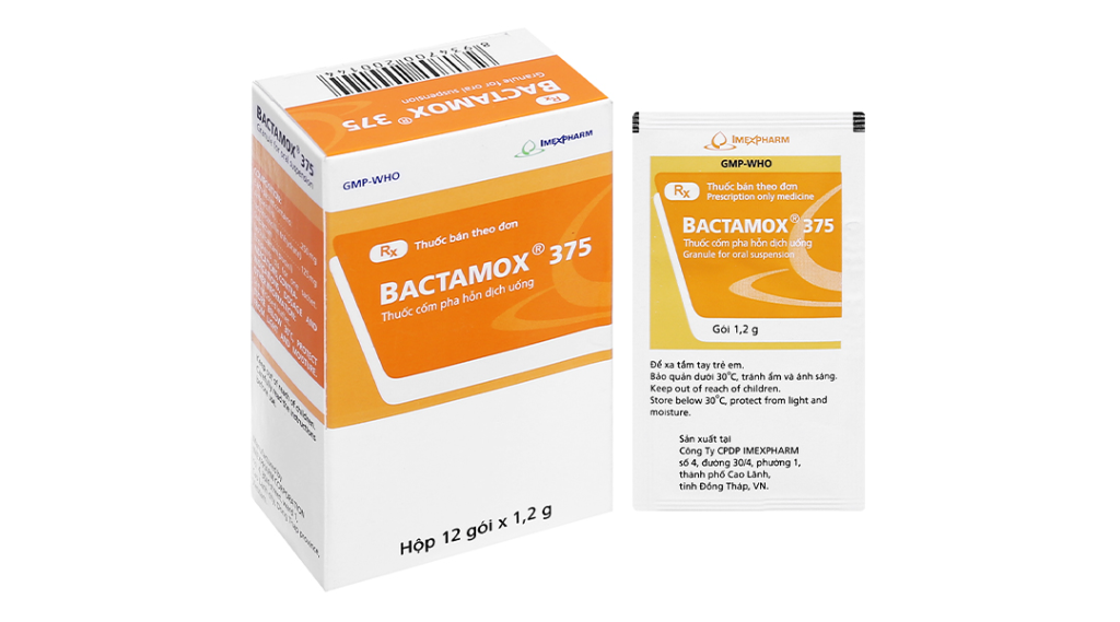 Bactamox 375 (Amoxicillin+Sulbactam) Imexpharm_Hộp 12 gói