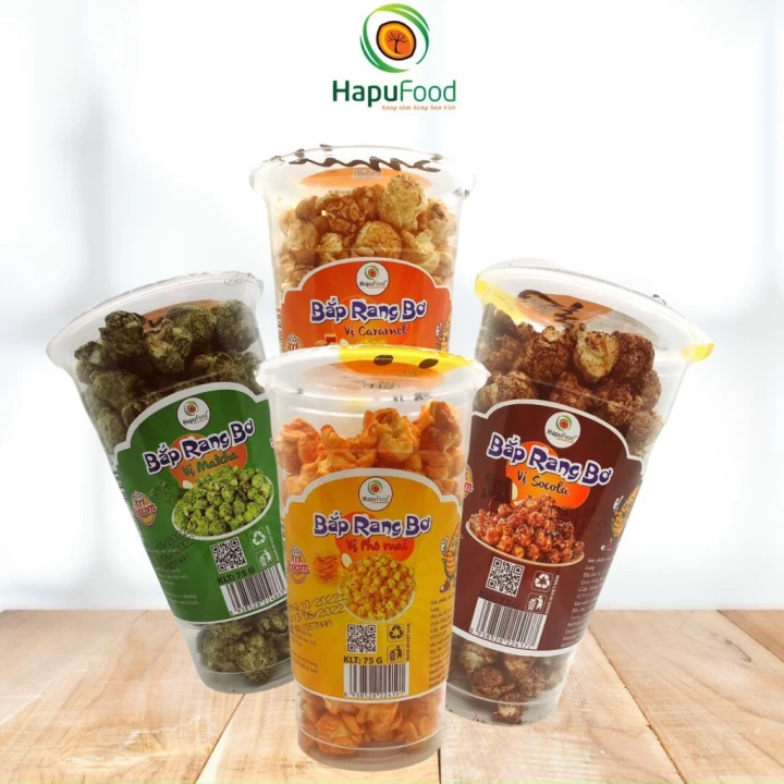 Bắp Rang Bơ Hình Nấm – Caramel, Matcha, Socola, Phô Mai – Hapufood